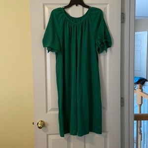 Green Handmade Puff Sleeve Dress